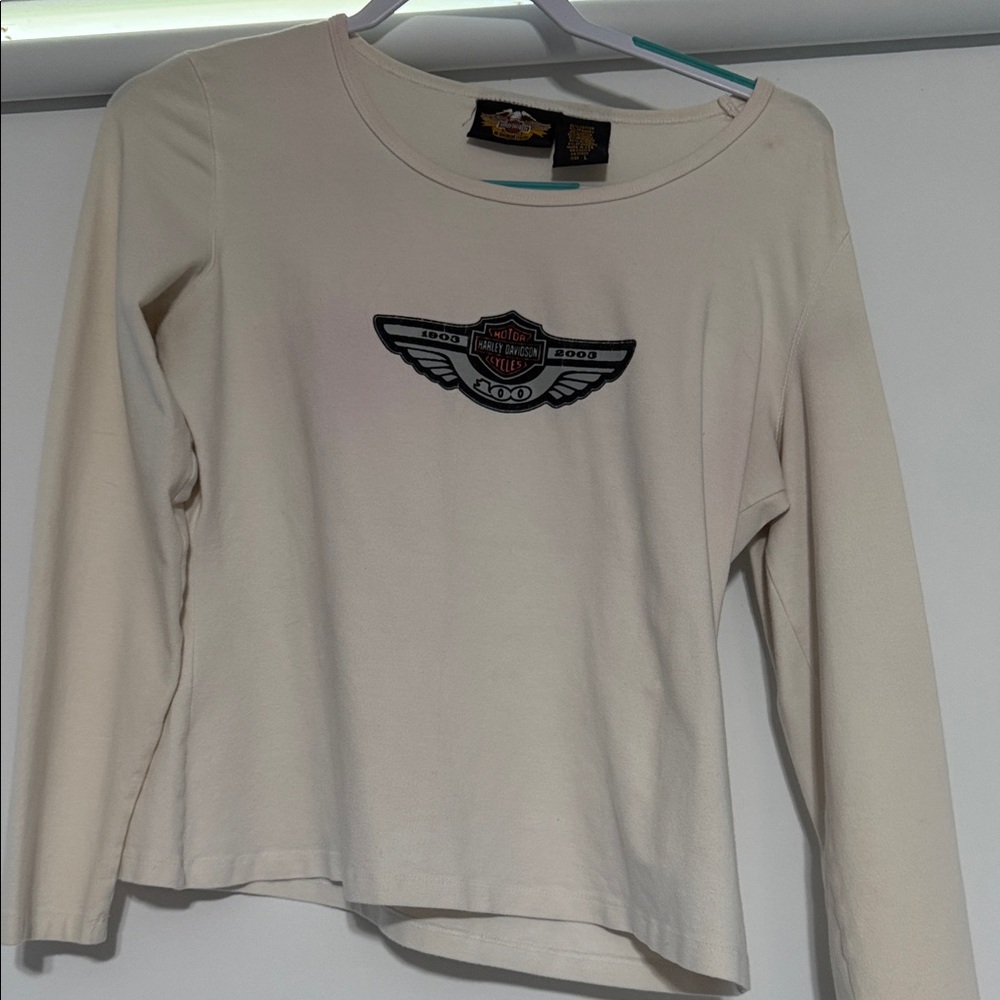 Harley-Davidson Off-White Long Sleeve Top large